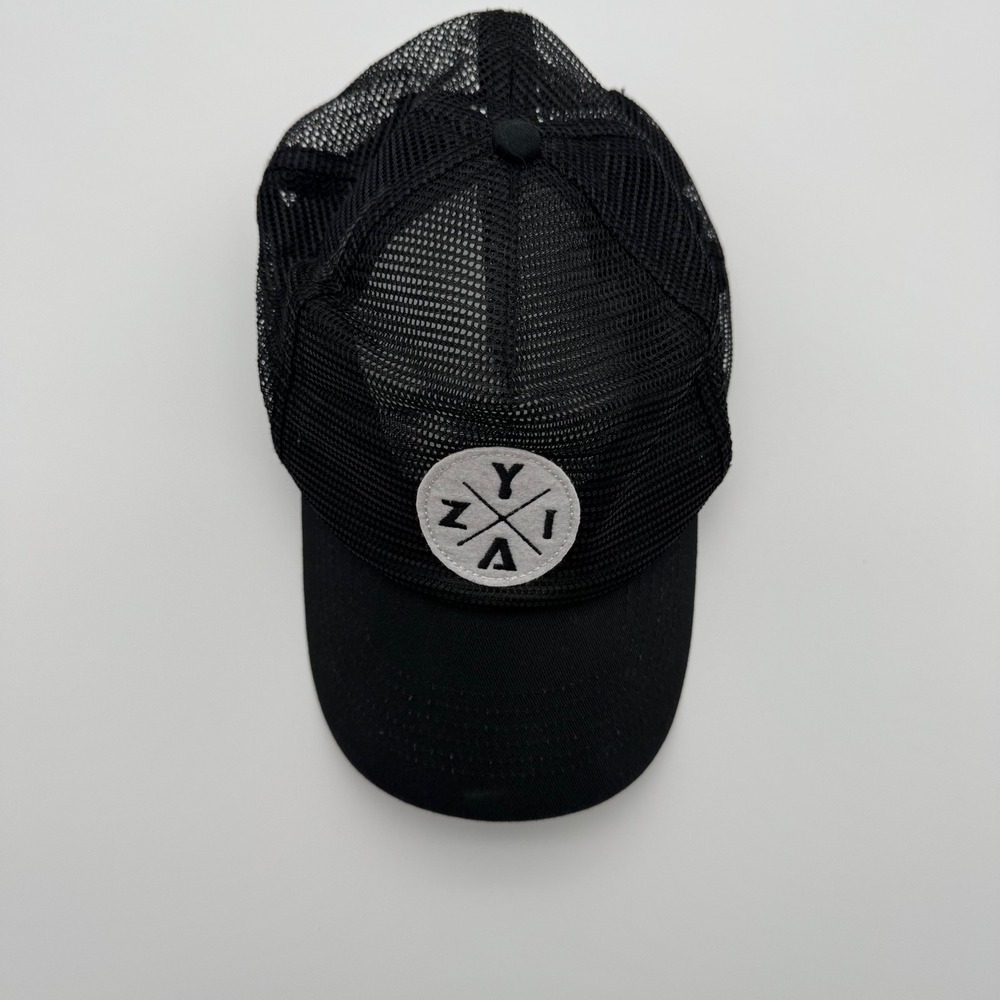 Zyia Active Mesh Trucker Hat Black Adjustable Snapback Baseball Cap Logo Patch